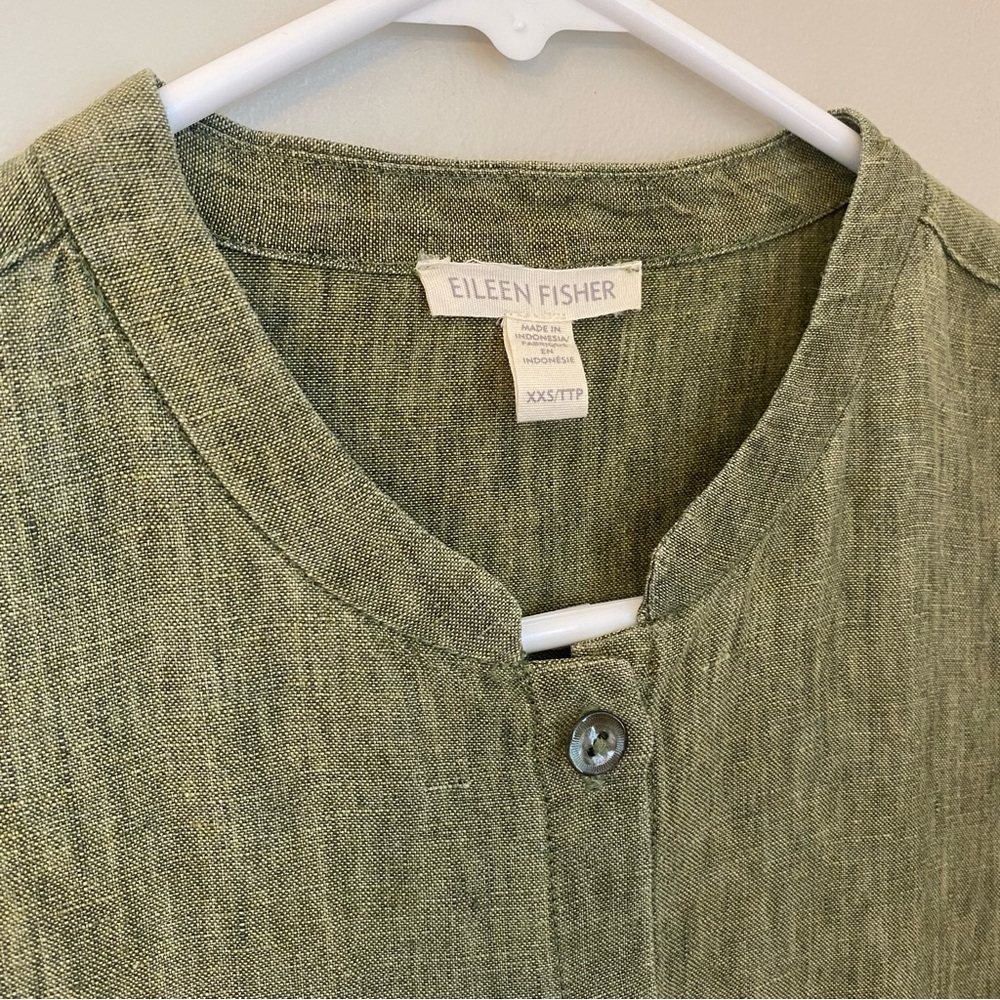 Eileen Fisher Washed Organic Linen Delave Long Shirt XXS Cottagecore Lagenlook - Picture 6 of 13